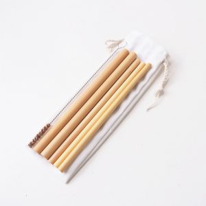 Túi Canvas 5 ống hút tre Bamboo Straws (2 ống Trà sữa + 3 ống Cafe)